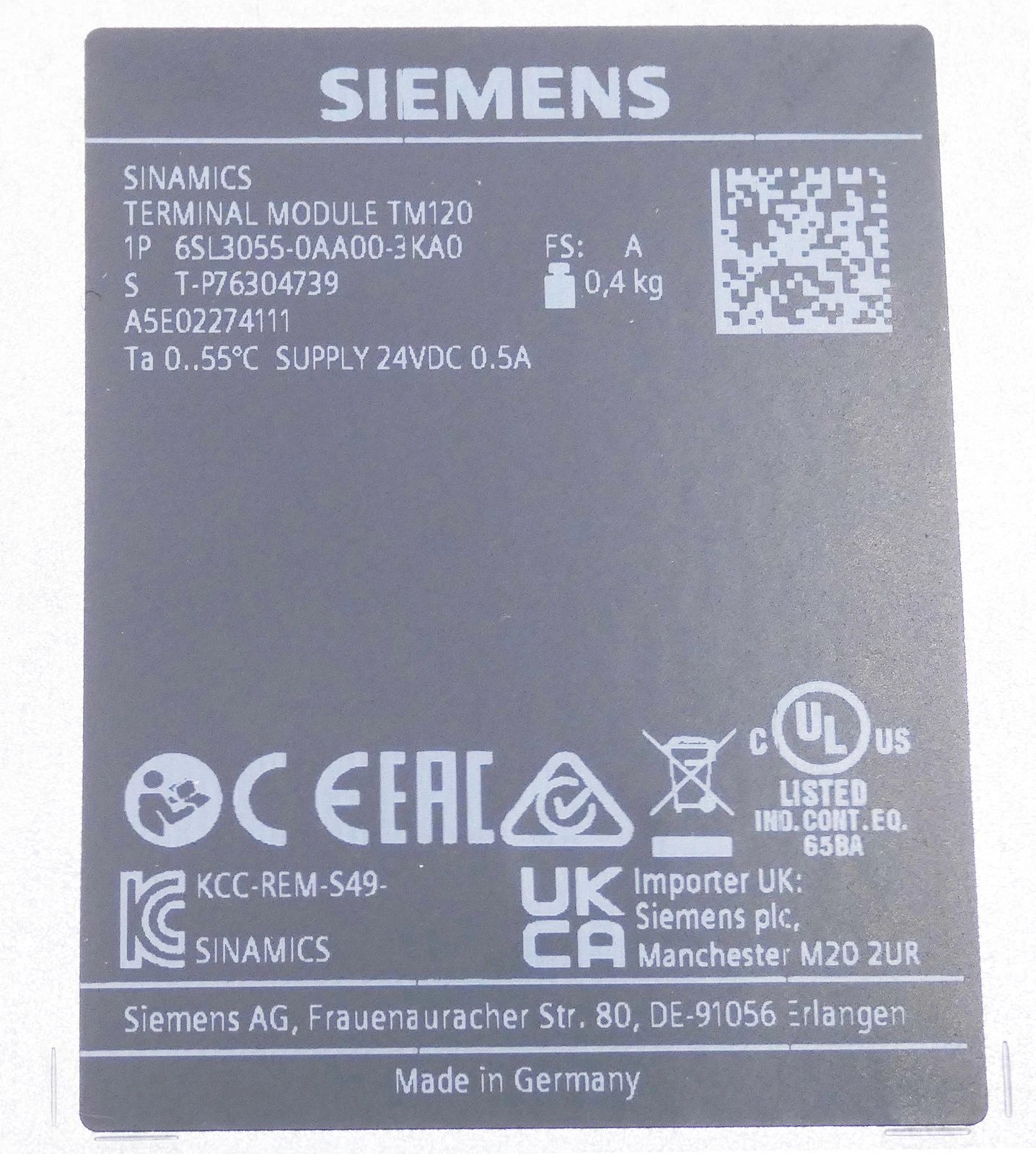 Siemens SINAMICS TM120 – Terminals Module 6SL3055 - 0AA00 - 3KA0 | 24 V DC - Lizenzsofort