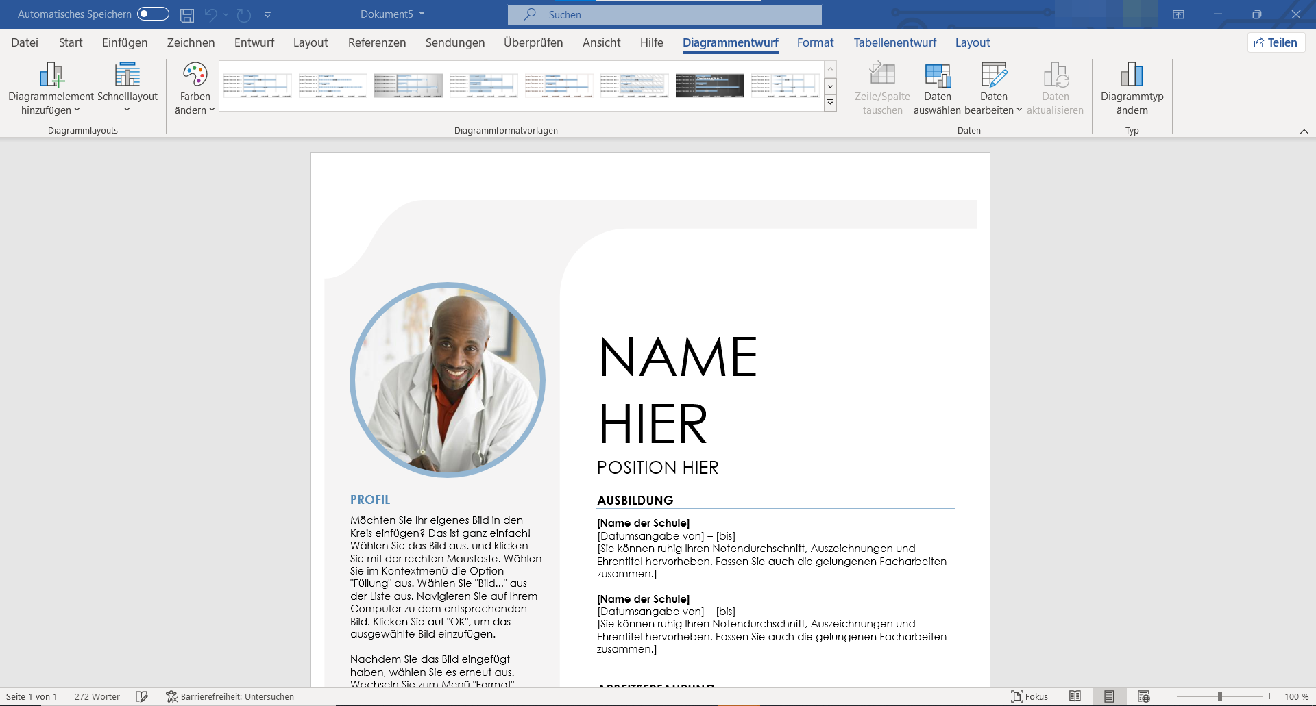 Word Lebenslauf Design mit Foto, Office Vorlage für Bewerbung, professionelle Textverarbeitung auf Windows
